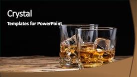 Presentation with whiskey - PPT theme having whiskey drinks on wood background and a black colored foreground