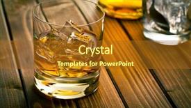  Presentation with glass of whiskey ice - Audience pleasing PPT layouts consisting of whiskey in glass with ice backdrop and a tawny brown colored foreground