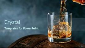  Presentation with freeze - Beautiful PPT theme featuring whiskey-liquid-falling-into-glass backdrop and a ocean colored foreground