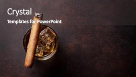  Presentation with cigar - Audience pleasing PPT theme consisting of whiskey with ice and cigar backdrop and a dark gray colored foreground