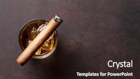  Presentation with cigar - Amazing slide set having whiskey with ice and cigar backdrop and a wine colored foreground