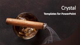  Presentation with cigar - Presentation design consisting of whiskey with ice and cigar background and a dark gray colored foreground