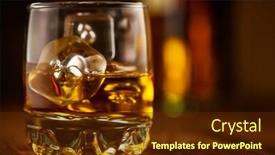  Presentation with whisky bottle - Amazing presentation theme having whiskey with ice cubes glass of whisky and the bottle on wooden table over dark background glass of rum alcohol close-up cognac closeup spirits drink cocktail backdrop and a tawny brown colored foreground