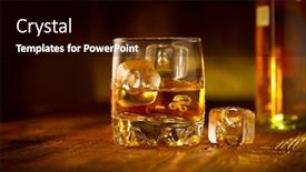  Presentation with spirits - PPT theme having whiskey with ice cubes glass of whisky and the bottle on wooden table over dark background glass of rum alcohol close-up cognac closeup spirits drink cocktail background and a black colored foreground