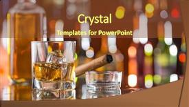 Presentation with whiskey - Presentation design consisting of whiskey with ice on bar desk background and a tawny brown colored foreground
