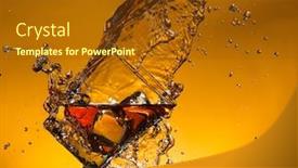  Presentation with whiskey - Amazing slide set having whiskey-with-ice-with-liquid backdrop and a tawny brown colored foreground