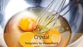 Presentation with bowl - Colorful PPT theme enhanced with whisking eggs in metal bowl closeup backdrop and a yellow colored foreground