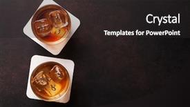  Presentation with whisky - Audience pleasing PPT theme consisting of whisky glass - whiskey with ice top view backdrop and a dark gray colored foreground