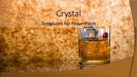  Presentation with liqueur - Presentation design with whisky liqueur glass with ice cubes background and a yellow colored foreground