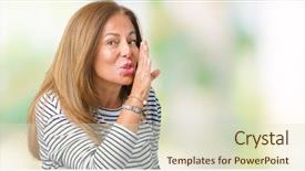  Presentation with secret - Slide set featuring whisper - beautiful middle age woman wearing background and a  colored foreground