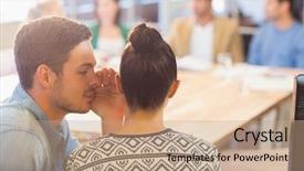  Presentation with reveal secret angels - Slides featuring whisper - casual businessman whispering secret background and a coral colored foreground