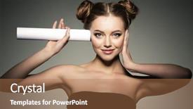  Presentation with news paper - Slide deck having whisper game - beautiful girl listens background and a coral colored foreground