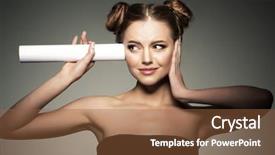  Presentation with news paper - Slide set featuring whisper game - beautiful girl listens background and a tawny brown colored foreground