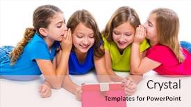  Presentation with tech - Beautiful PPT layouts featuring whisper game - sisters cousins kid girls backdrop and a lemonade colored foreground