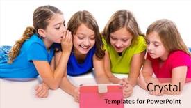  Presentation with teen girl tech - PPT theme enhanced with whisper game - sisters cousins kid girls background and a coral colored foreground