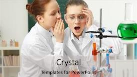  Presentation with chemistry - Cool new theme with whisper game - two school girls whispering backdrop and a light gray colored foreground
