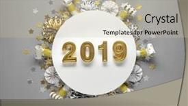  Presentation with new year 2019 - PPT theme with whistle - new year 2019 decoration background and a mint green colored foreground