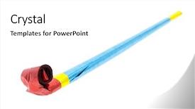  Presentation with party - Audience pleasing presentation design consisting of whistle - party horn isolated on white backdrop and a white colored foreground