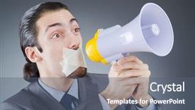  Presentation with via crucis español - PPT layouts with whistleblower - businessman shouting via loudspeaker background and a ocean colored foreground