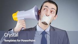  Presentation with via crucis católica - Presentation theme with whistleblower - businessman shouting via loudspeaker background and a  colored foreground