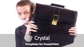  Presentation with censorship - Presentation having whistleblower - young woman in censorship concept background and a  colored foreground