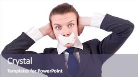  Presentation with censorship - Audience pleasing theme consisting of whistleblower - young woman in censorship concept backdrop and a  colored foreground