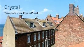  Presentation with england - Beautiful PPT theme featuring whitby-town-houses-over-looking backdrop and a light blue colored foreground