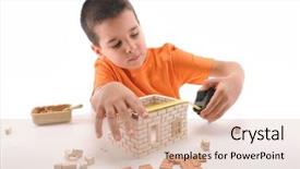  Presentation with house building - Beautiful PPT theme featuring white - a series of building backdrop and a lemonade colored foreground