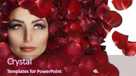  Presentation with dark skin - Amazing presentation theme having dark red white - beautiful woman's face and rose backdrop and a tawny brown colored foreground