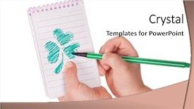  Presentation with children hands - Audience pleasing slide deck consisting of children's hands hold notebook backdrop and a white colored foreground