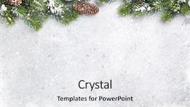  Presentation with fir tree - PPT theme consisting of white - christmas fir tree branch covered background and a white colored foreground