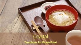  Presentation with rice cake - PPT theme consisting of white-adzuki-zenzai-sweet-beans background and a tawny brown colored foreground