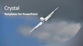  Presentation with airplane taking off sky in - Slide deck consisting of white airliner in the sky background and a gray colored foreground