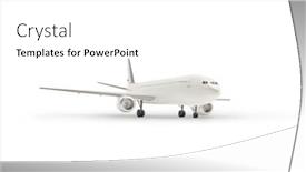  Presentation with airplane - PPT theme with white-airplane-parked-isolated background and a white colored foreground