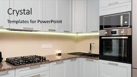  Presentation with kitchen design - Presentation design with white and black kitchen electric background and a light gray colored foreground