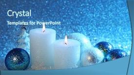  Presentation with white snow - Theme consisting of white and blue christmas decoration background and a ocean colored foreground