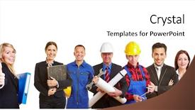  Presentation with worker - Presentation theme enhanced with white and blue collar worker background and a cream colored foreground