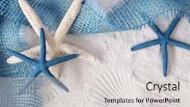  Presentation with white sand - PPT theme with white and blue sea stars background and a  colored foreground