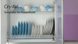  Presentation with tableware - Presentation having white and blue tableware background and a light gray colored foreground