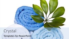  Presentation with brown - PPT layouts featuring white-and-blue-towels-folded background and a light blue colored foreground