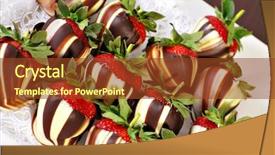  Presentation with chocolate strawberry - Colorful PPT layouts enhanced with white and brown swirled chocolate backdrop and a tawny brown colored foreground