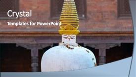  Presentation with nepal - PPT layouts featuring white-and-golden-chorten background and a violet colored foreground