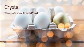  Presentation with golden lights - Presentation design featuring white and golden egg background and a sky blue colored foreground
