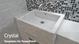  Presentation with gray marble - PPT layouts enhanced with white and gray marble hand wash basin on mosaic tiles background and a gray colored foreground