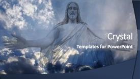  Presentation with jesus storm - Colorful presentation theme enhanced with white and gray storm clouds backdrop and a seafoam green colored foreground