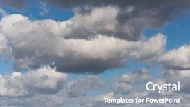  Presentation with autumn blue - Cool new PPT layouts with white and grey fluffy clouds backdrop and a gray colored foreground