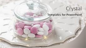  Presentation with lentils - Amazing presentation having white-and-pink-chocolate-lentils backdrop and a light gray colored foreground