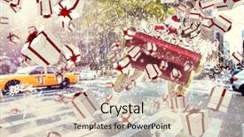  Presentation with golden christmas trumpet and red - Cool new theme with white and red christmas presents backdrop and a lemonade colored foreground