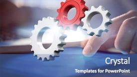  Presentation with business process - Slides featuring white and red cogs background and a teal colored foreground