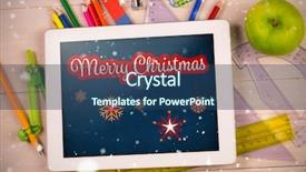  Presentation with red white blue - Colorful PPT theme enhanced with white and red greeting card against blue chalkboard backdrop and a ocean colored foreground